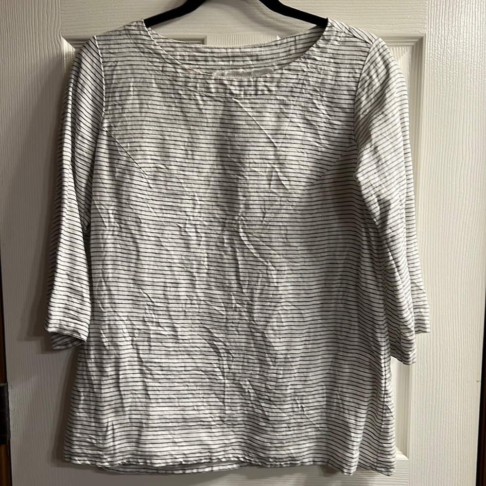 Striped White and Black Women's Boatneck Top